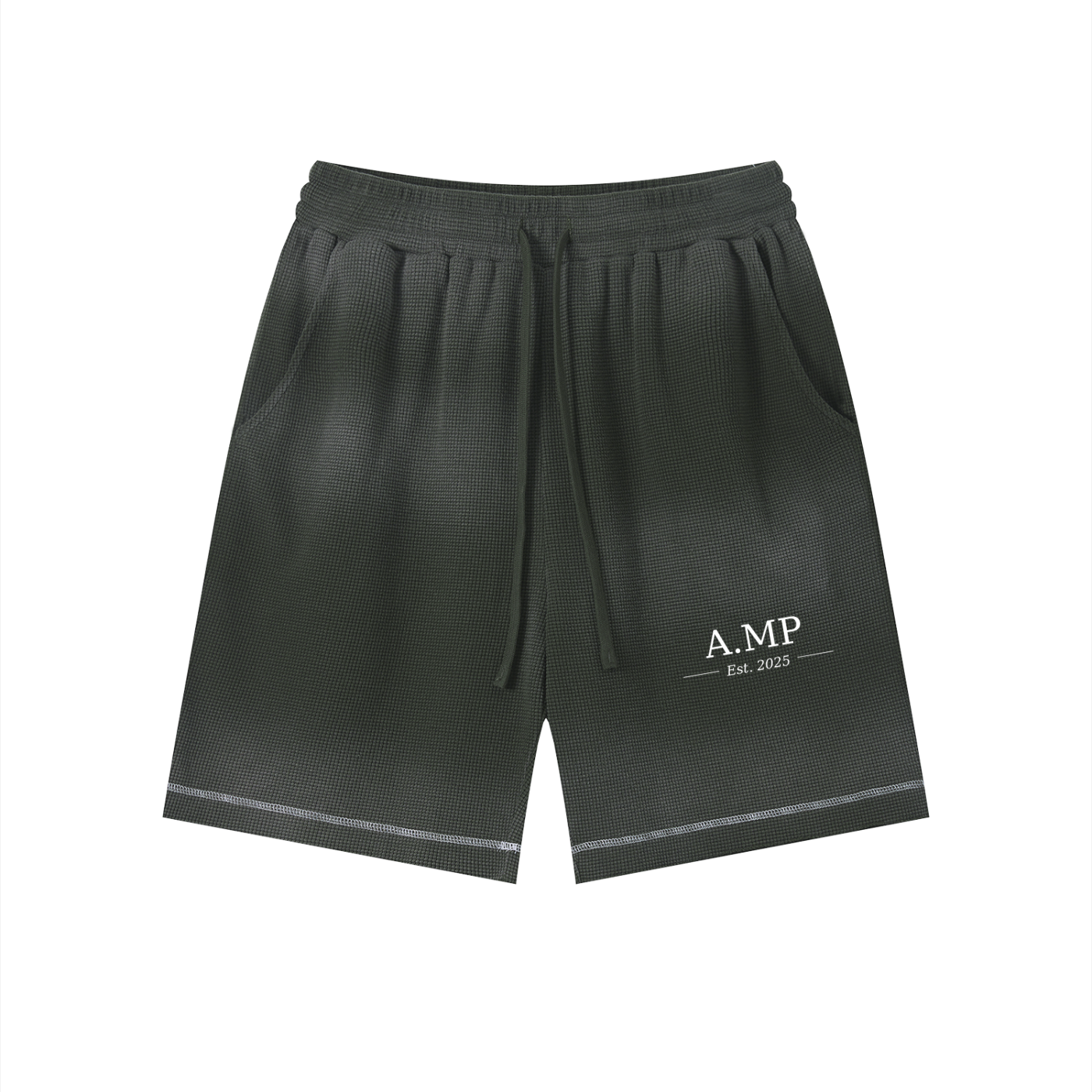 A.MP Waffle Raw Hem Shorts — waffle texture detail