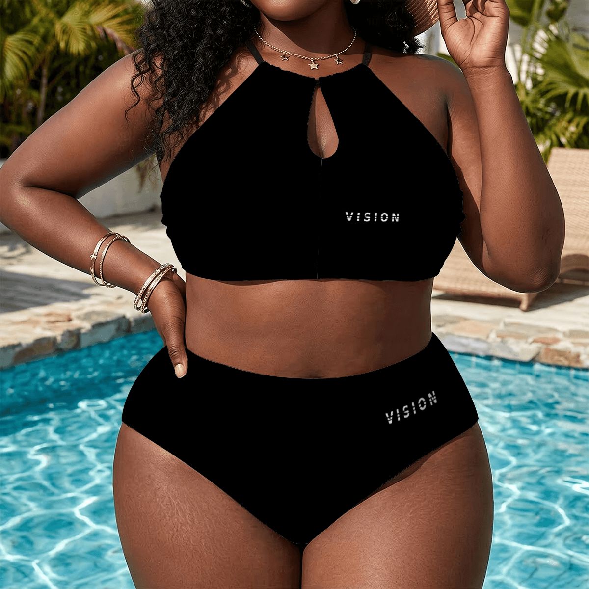 A.MP Plus Size High-Waisted Bikini — bottoms detail