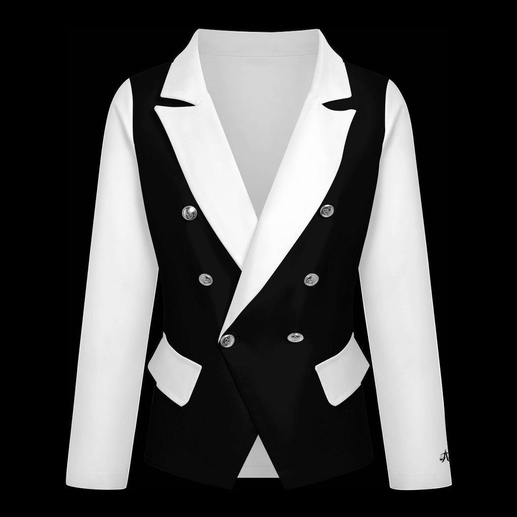 Close-up of A.MP tailored blazer lapel and fabric detail