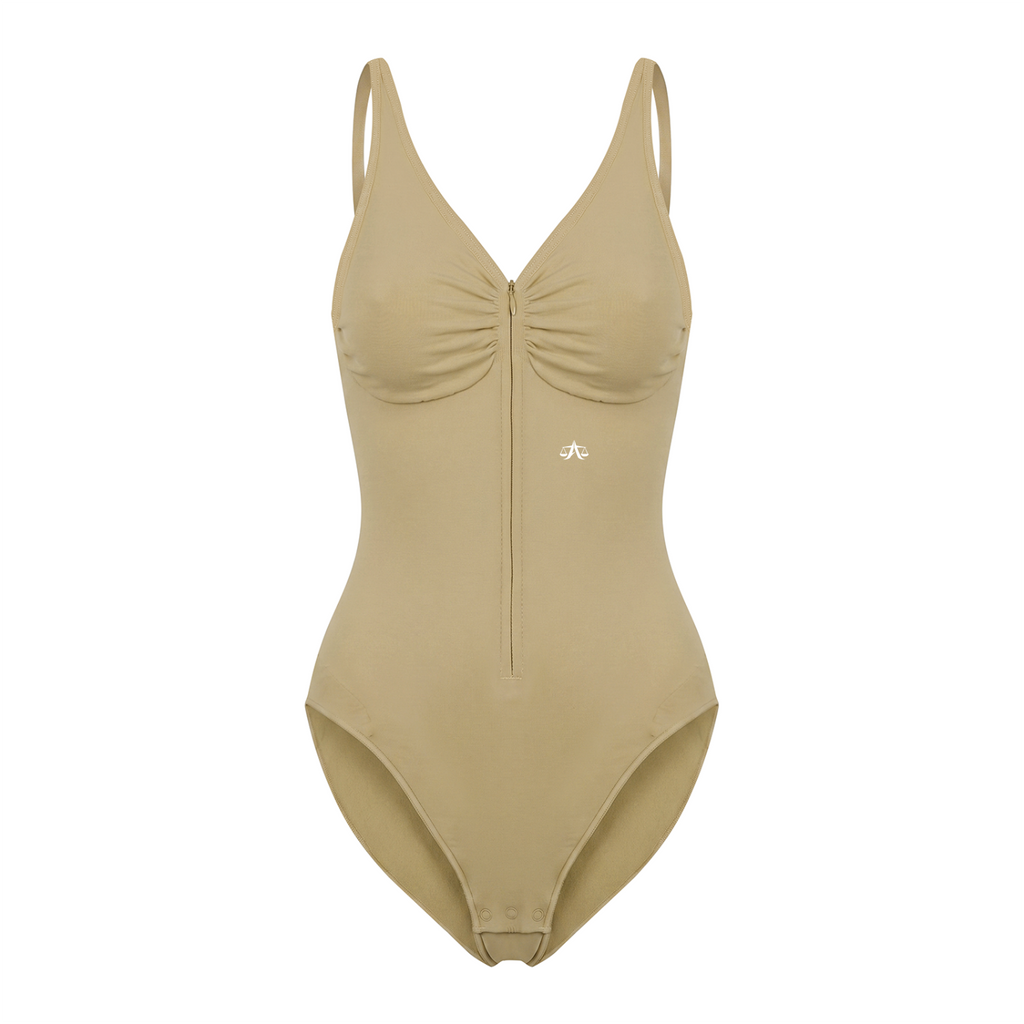 A.MP - A Scale Full-Zip Ruched Bodysuit