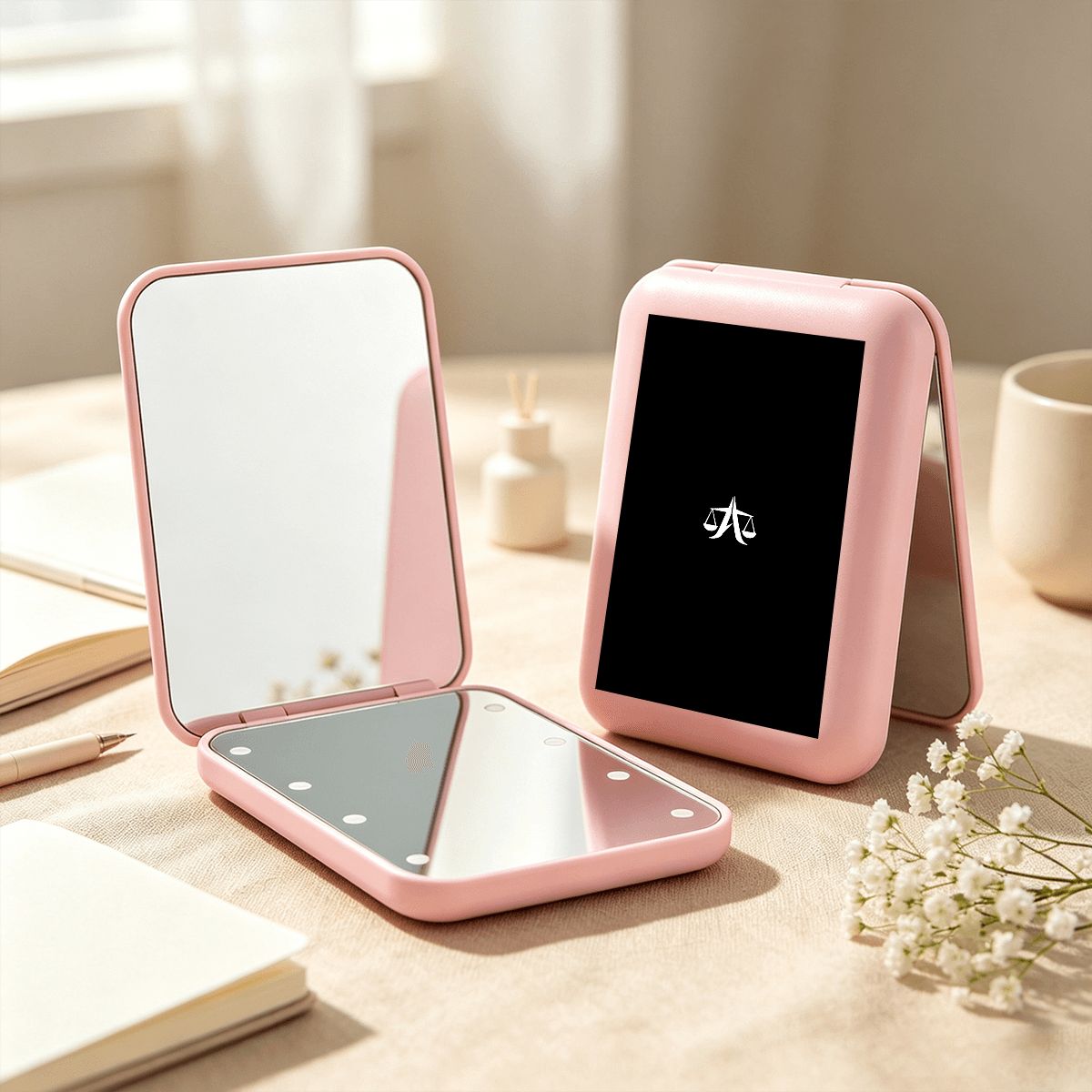 A.MP LED compact folding makeup mirror