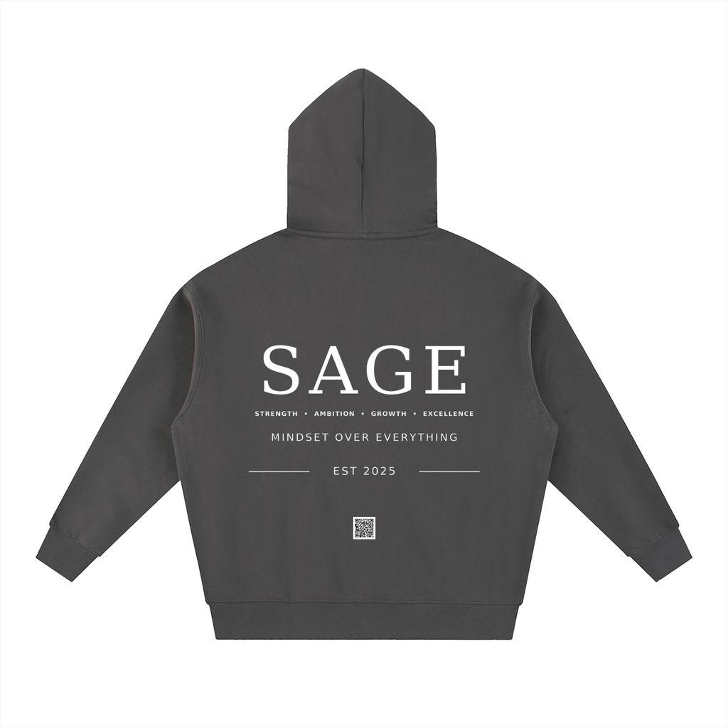 A.MP Essential Oversized SAGE Signature Zip Hoodie | 345GSM Heavyweight Unisex Streetwear