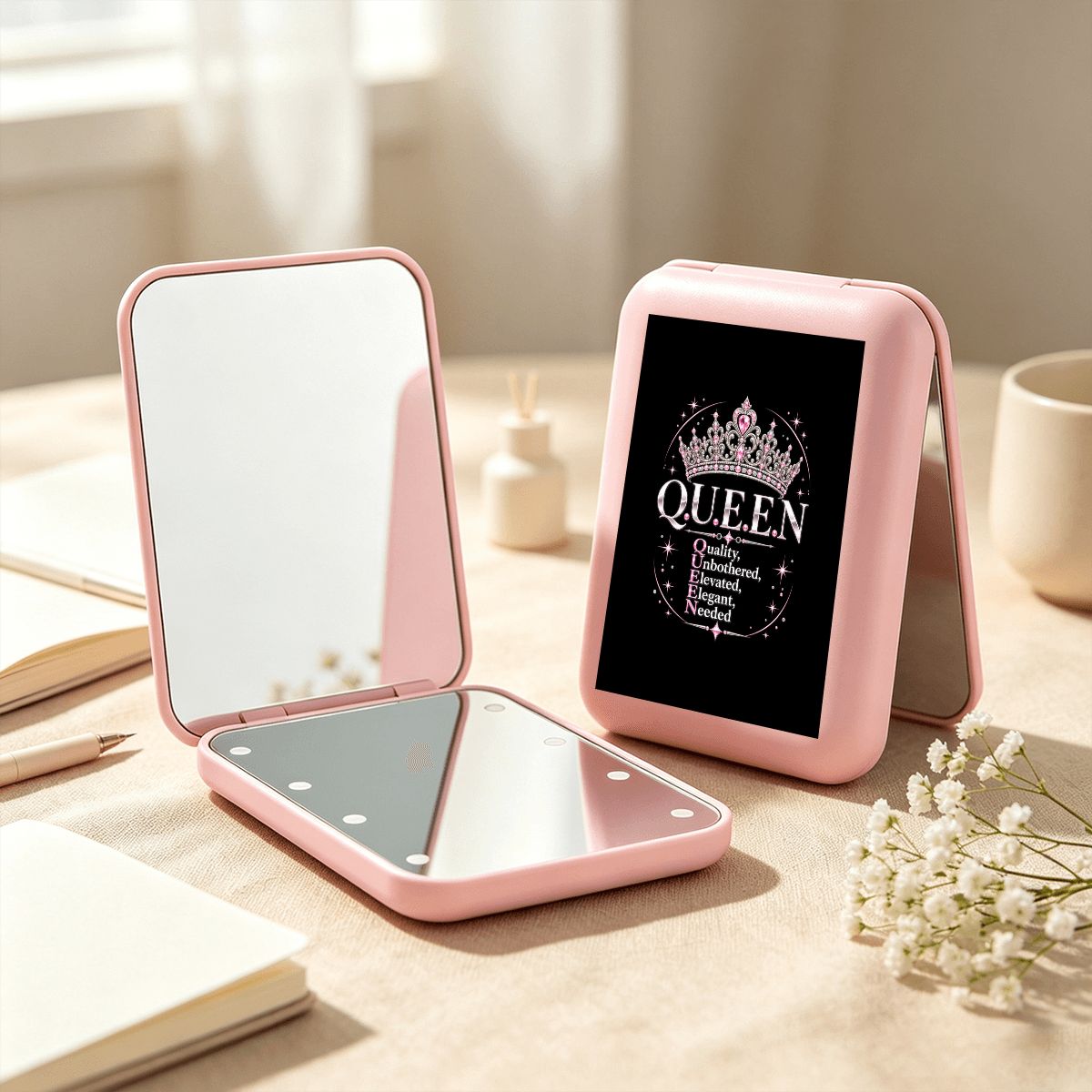 A.MP LED compact folding makeup mirror