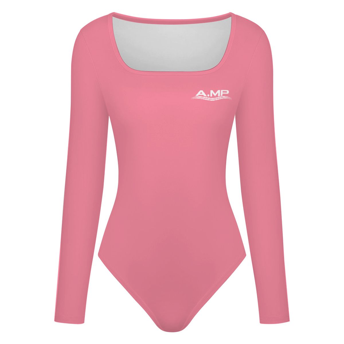 A.MP women's pink square neck long sleeve bodysuit