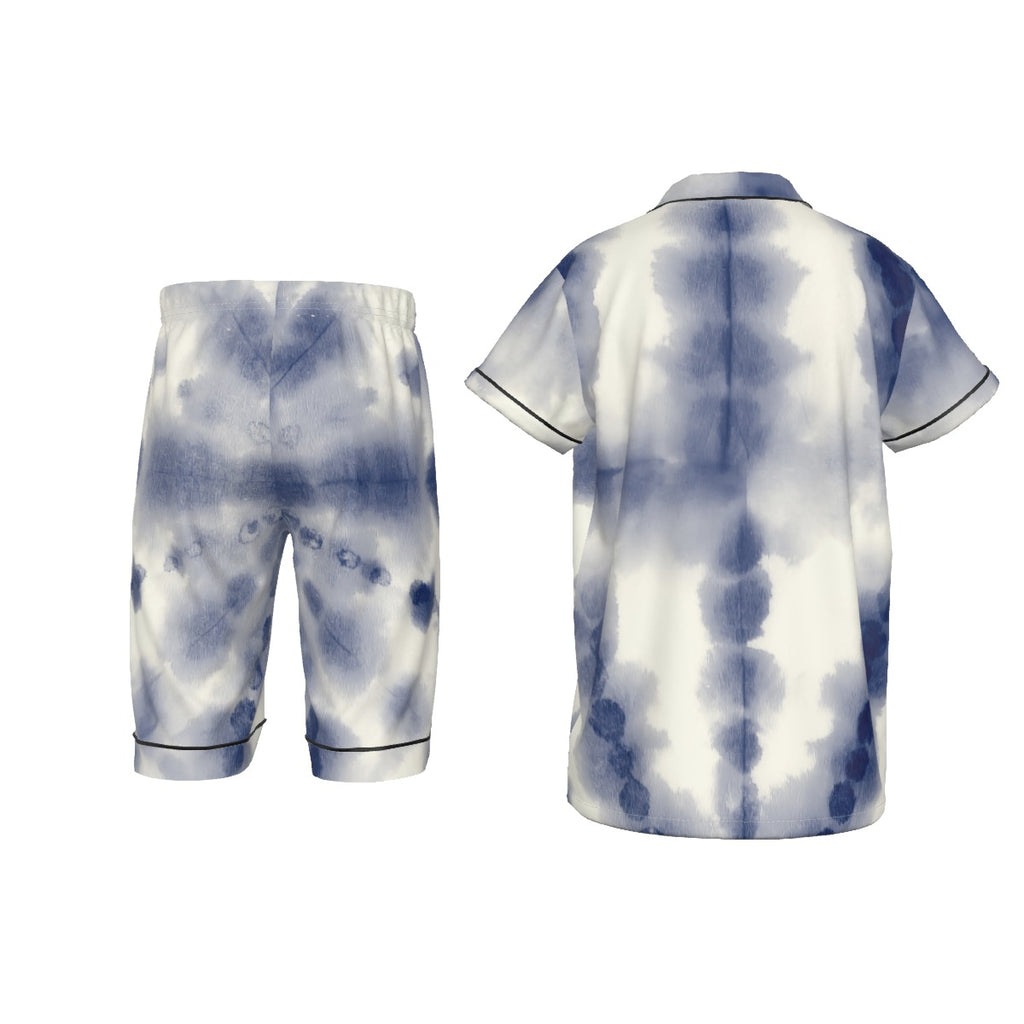 A.MP Kids All-Over Print Silk Short Pajamas — soft two-piece set, front view