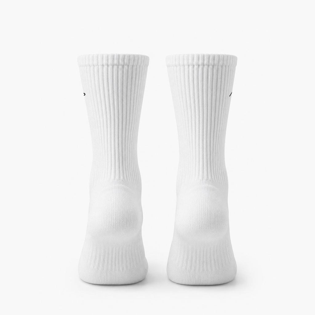 A.MP - Premium Embroidered Cotton Crew Socks – White