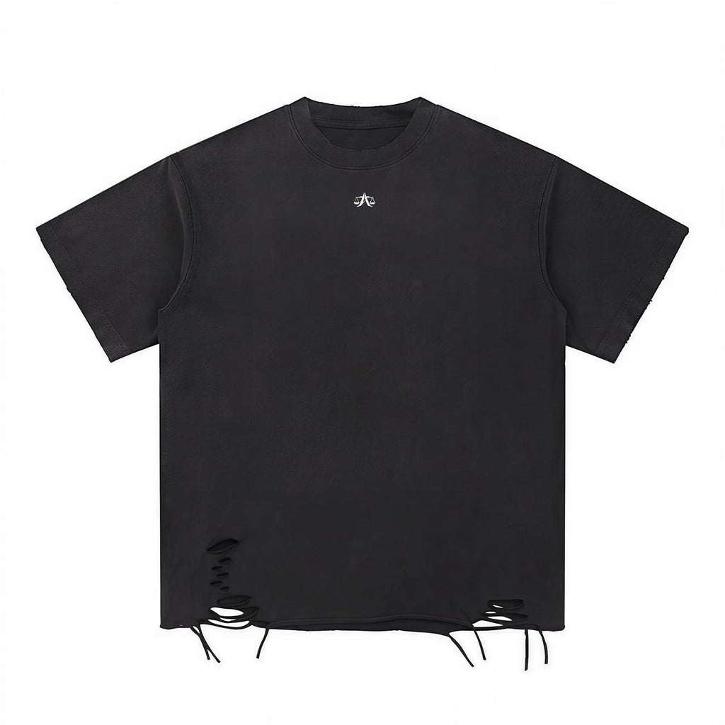 A.MP Invest In Yourself Distressed Tee — fit detail