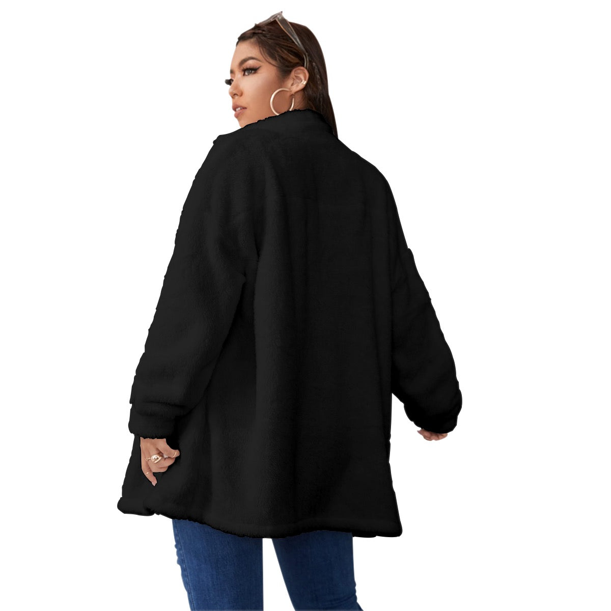 A.MP - Noir Oversized Borg Fleece Coat(Plus Size)