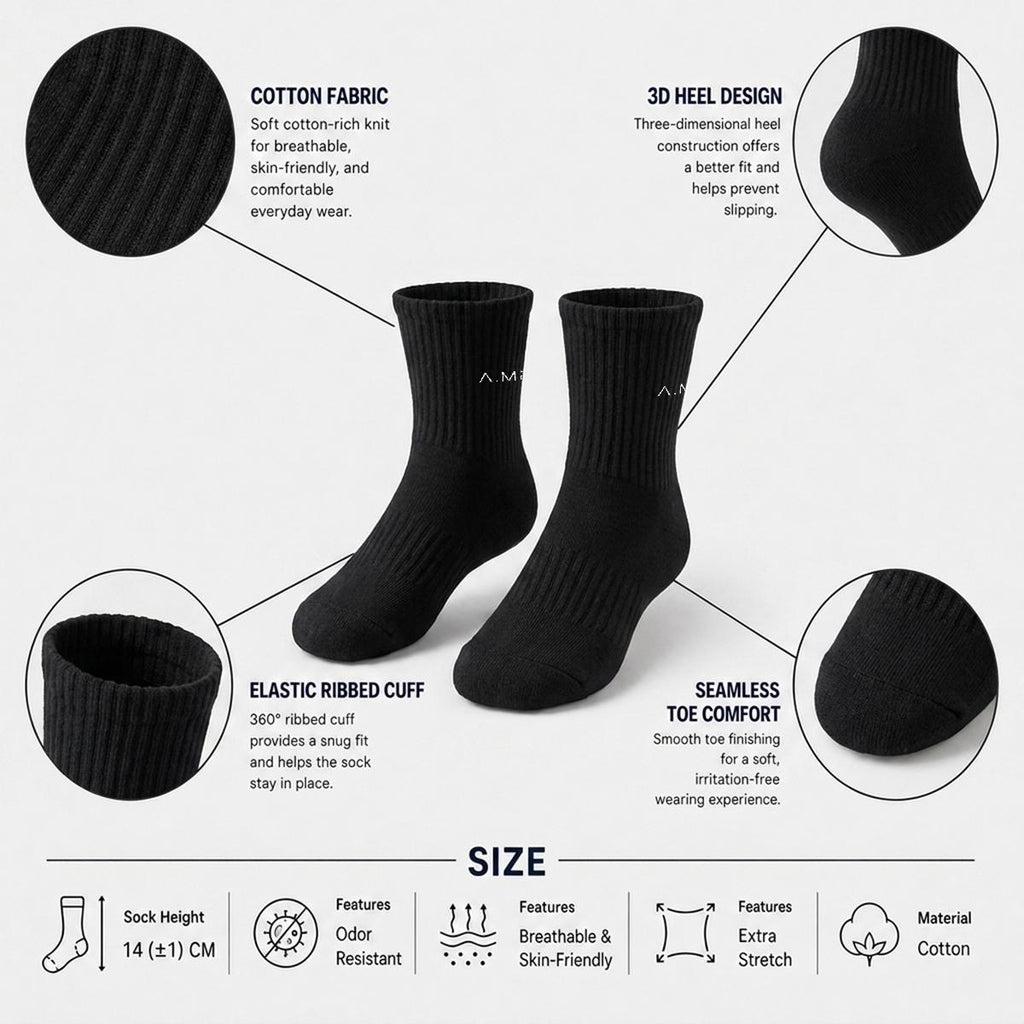 A.MP - Sports Mid-Calf Socks|Cotton
