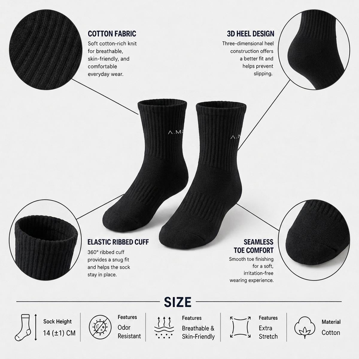 A.MP - Sports Mid-Calf Socks|Cotton
