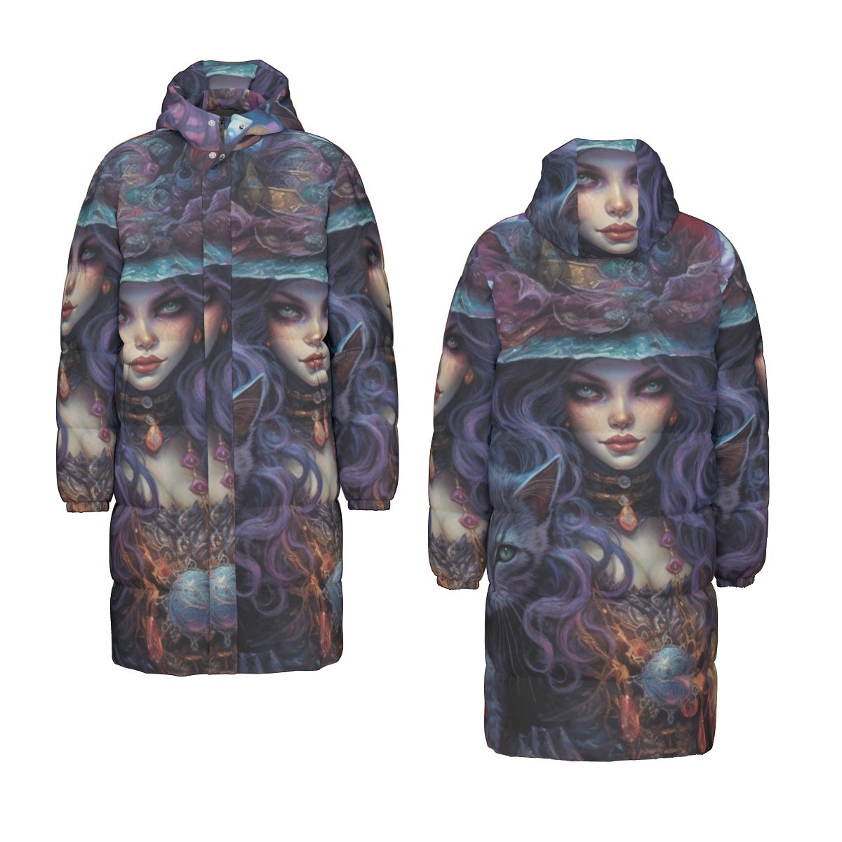 All-Over Print Unisex Long Down Jacket