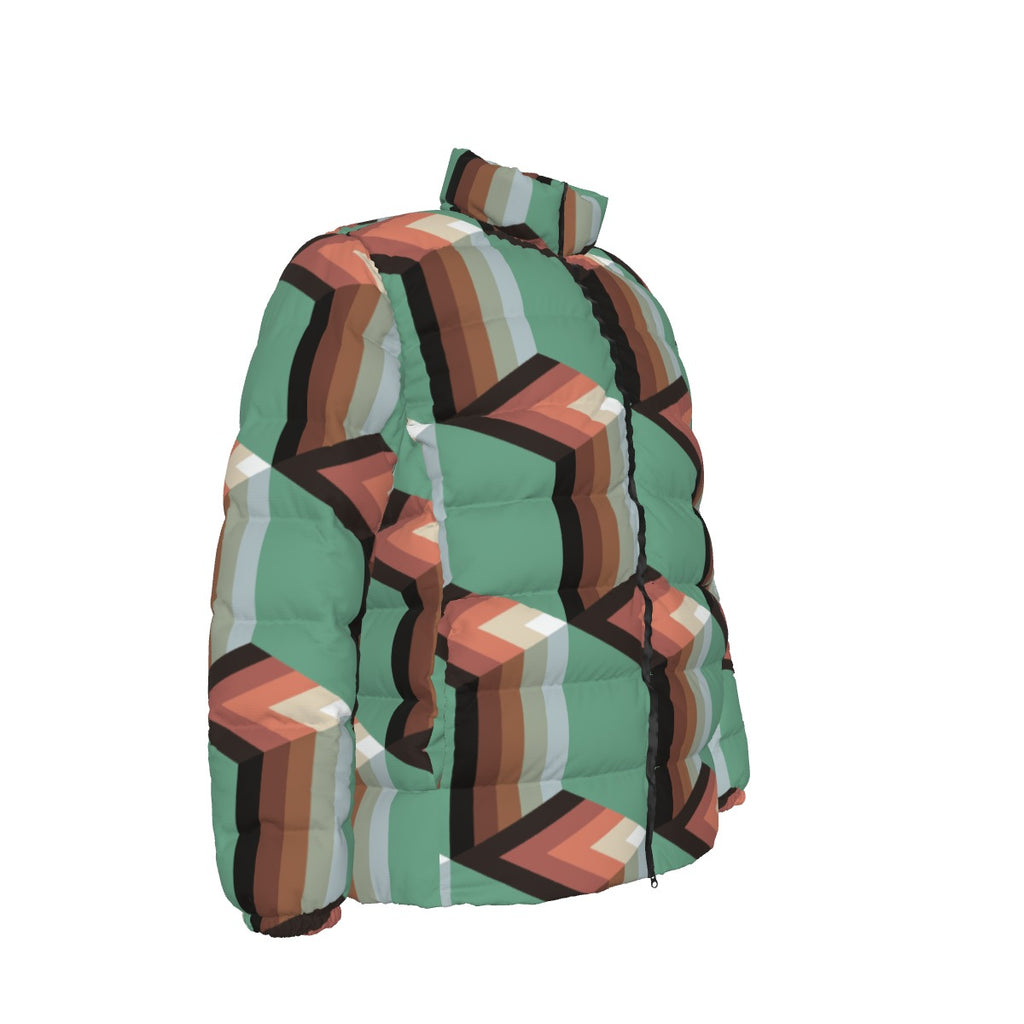 All-Over Print Unisex Stand collar slim down jacket