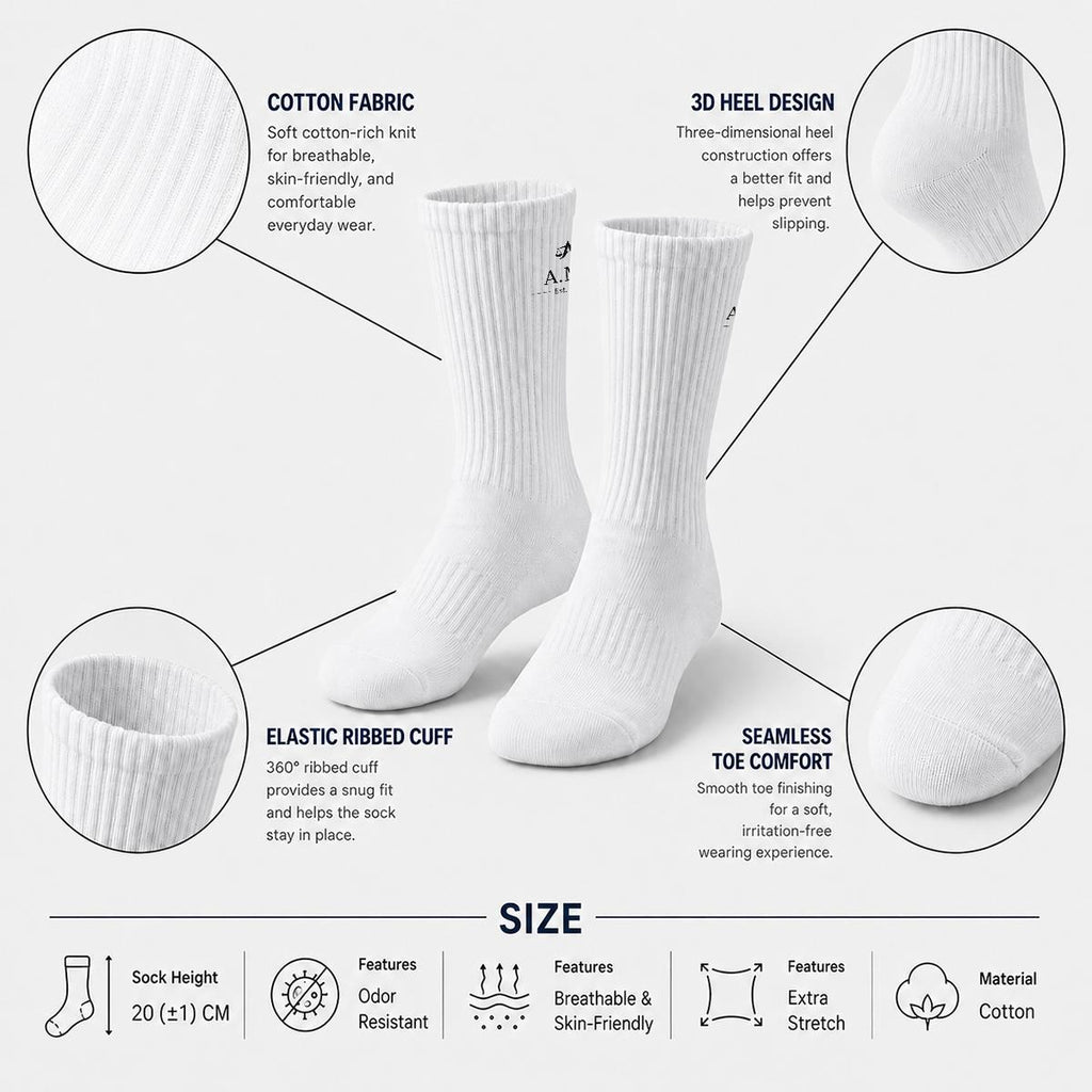 A.MP Embroidered Sports Cotton Crew Socks | Premium Streetwear Accessories