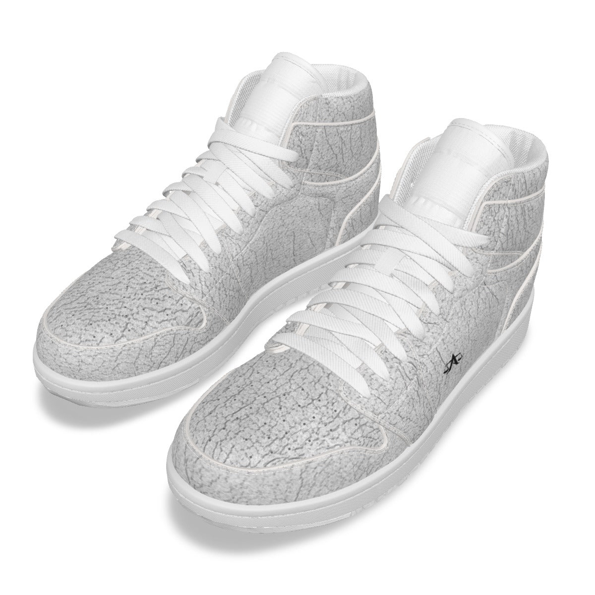 A.MP Stitched Leather Trainers in Grey Stone — pair view