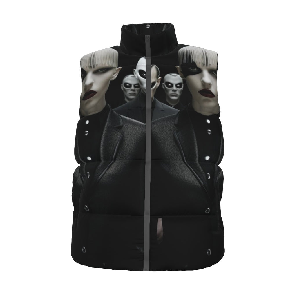 A.MP All-Over Print Unisex Down Vest — 90% duck down puffer gilet, front view
