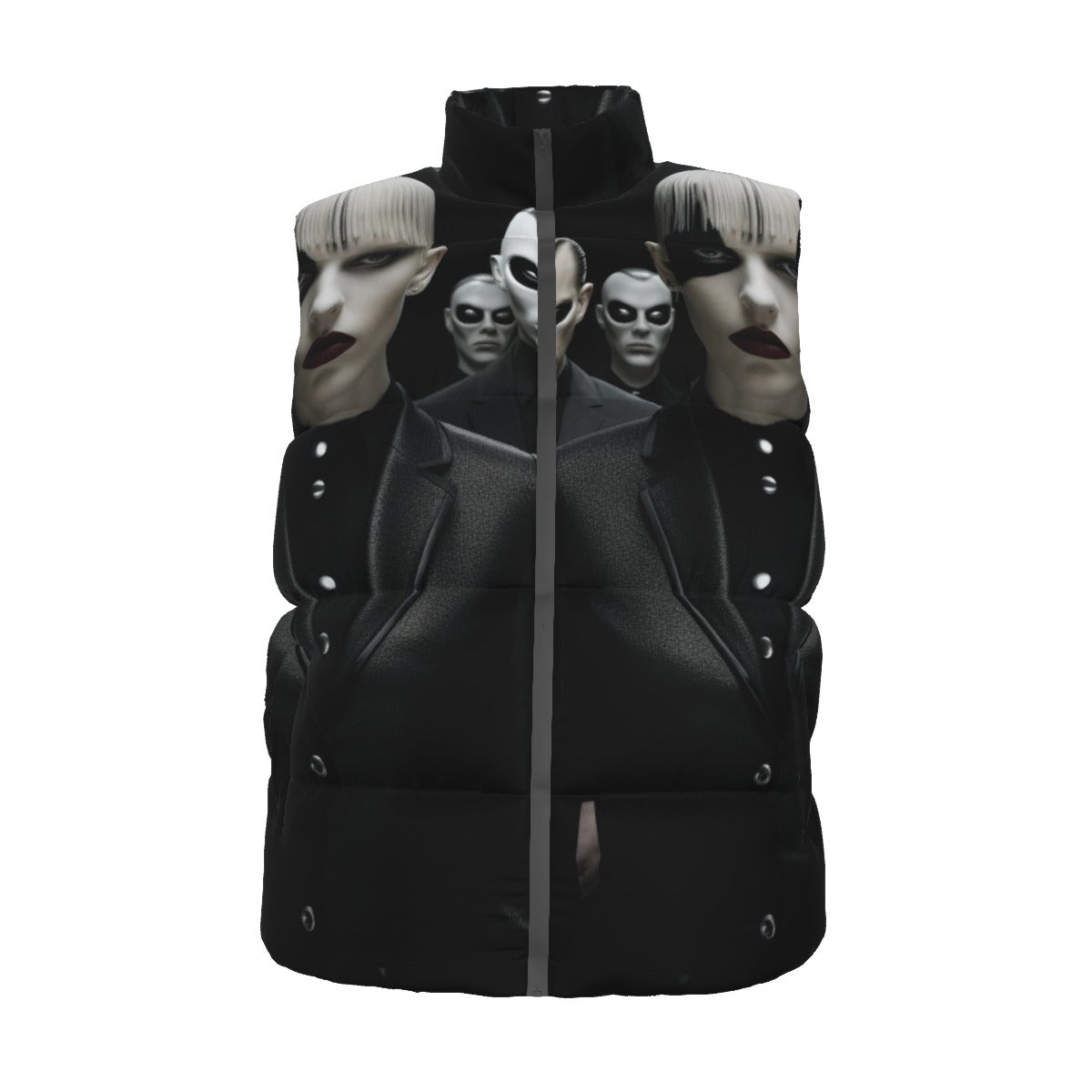 A.MP All-Over Print Unisex Down Vest — 90% duck down puffer gilet, front view