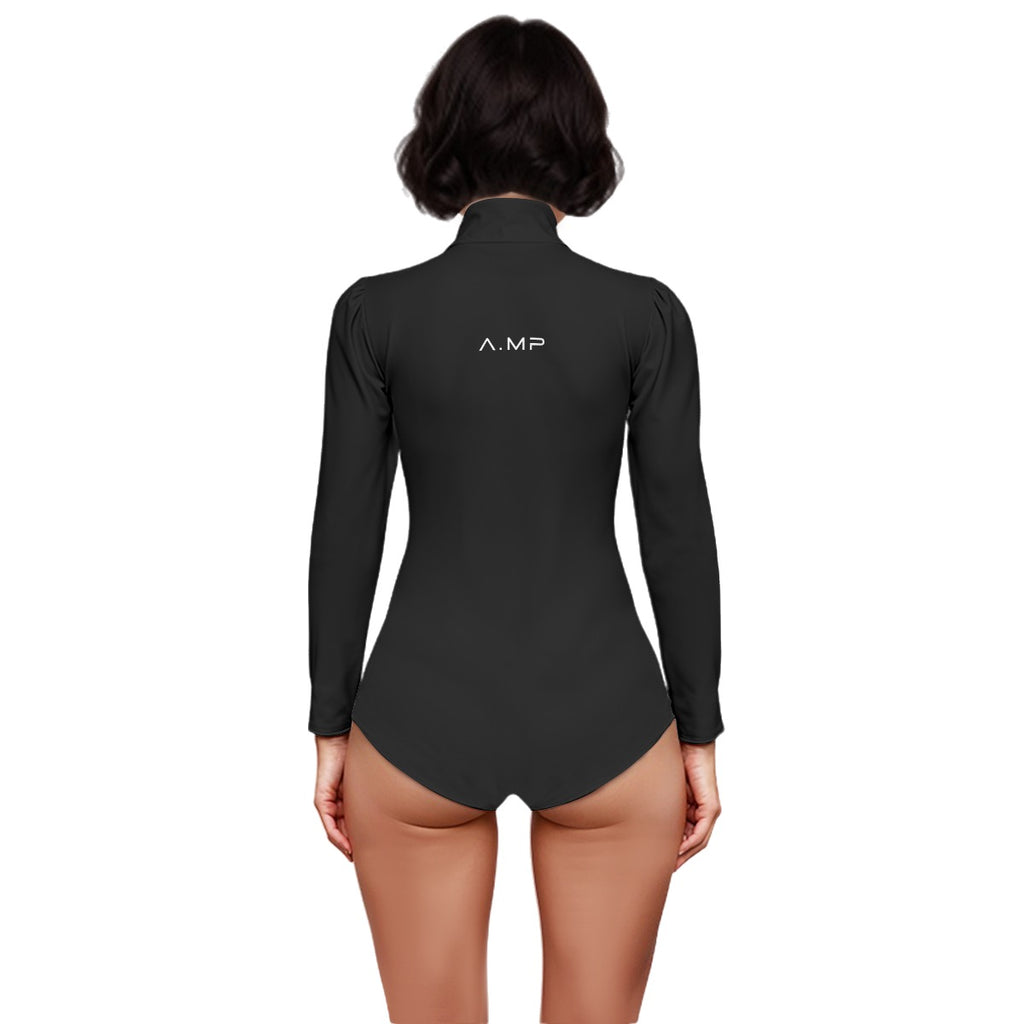 All-Over Print women's puff sleeve bodysuit