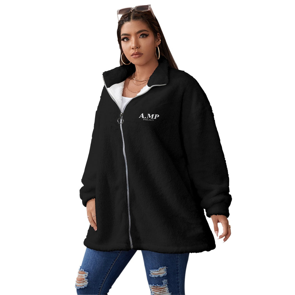 A.MP - Noir Oversized Borg Fleece Coat(Plus Size)