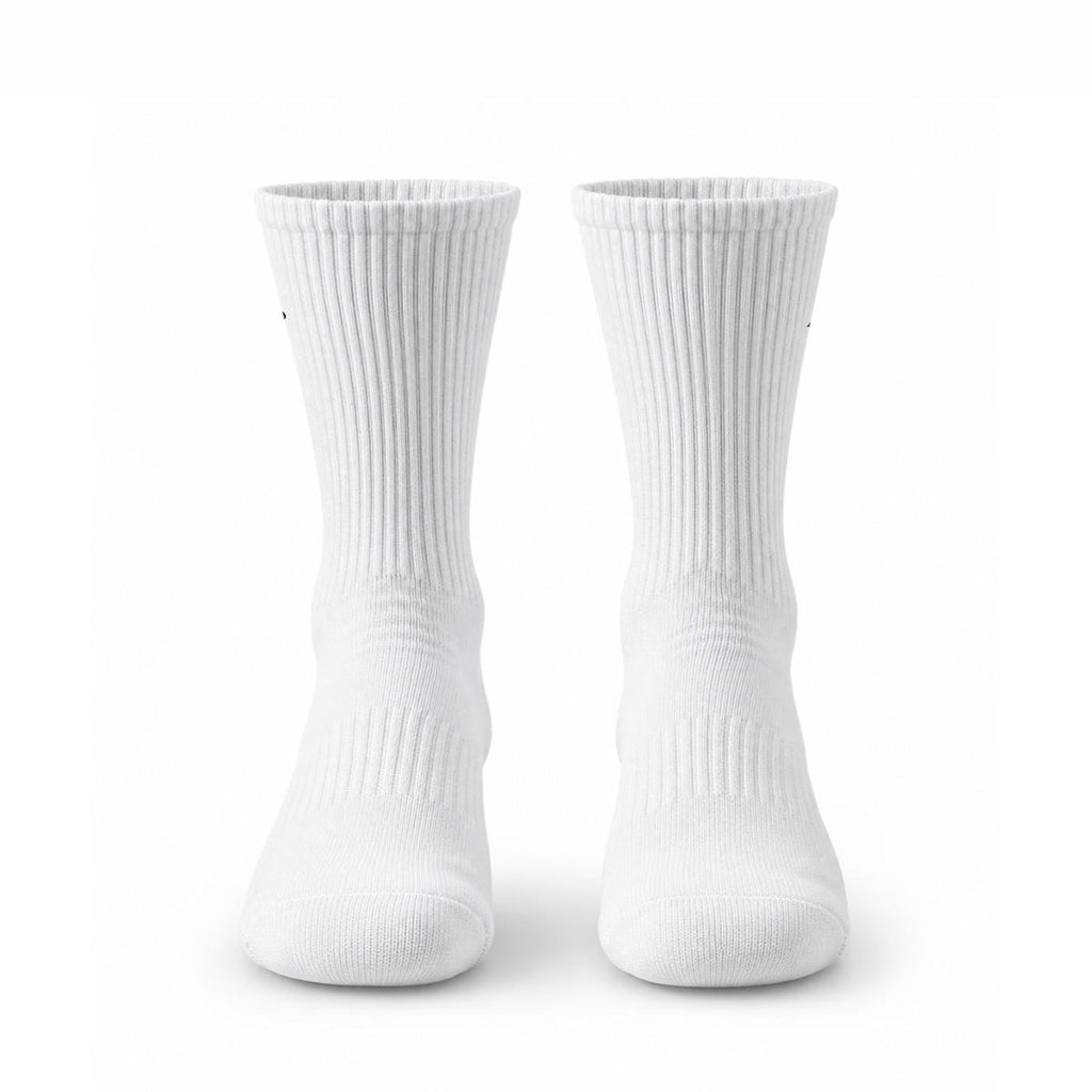 A.MP Premium Embroidered Cotton Crew Socks white — sole view