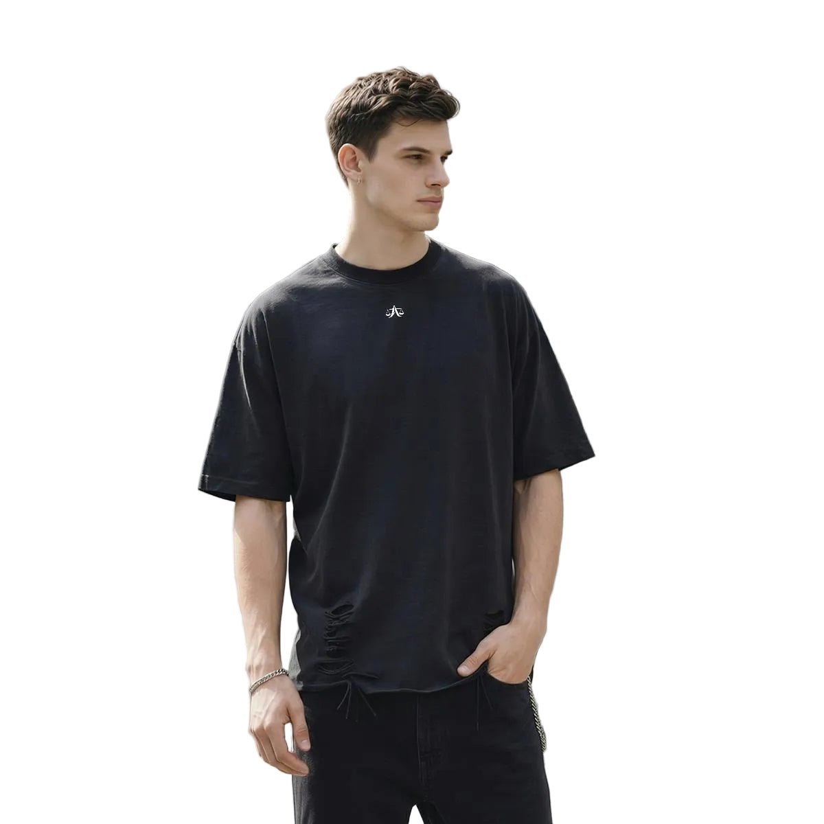 A.MP Invest In Yourself Distressed Tee — back print view