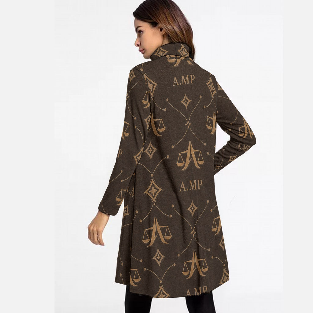 A.MP - Noir High Neck Long Sleeve Dress