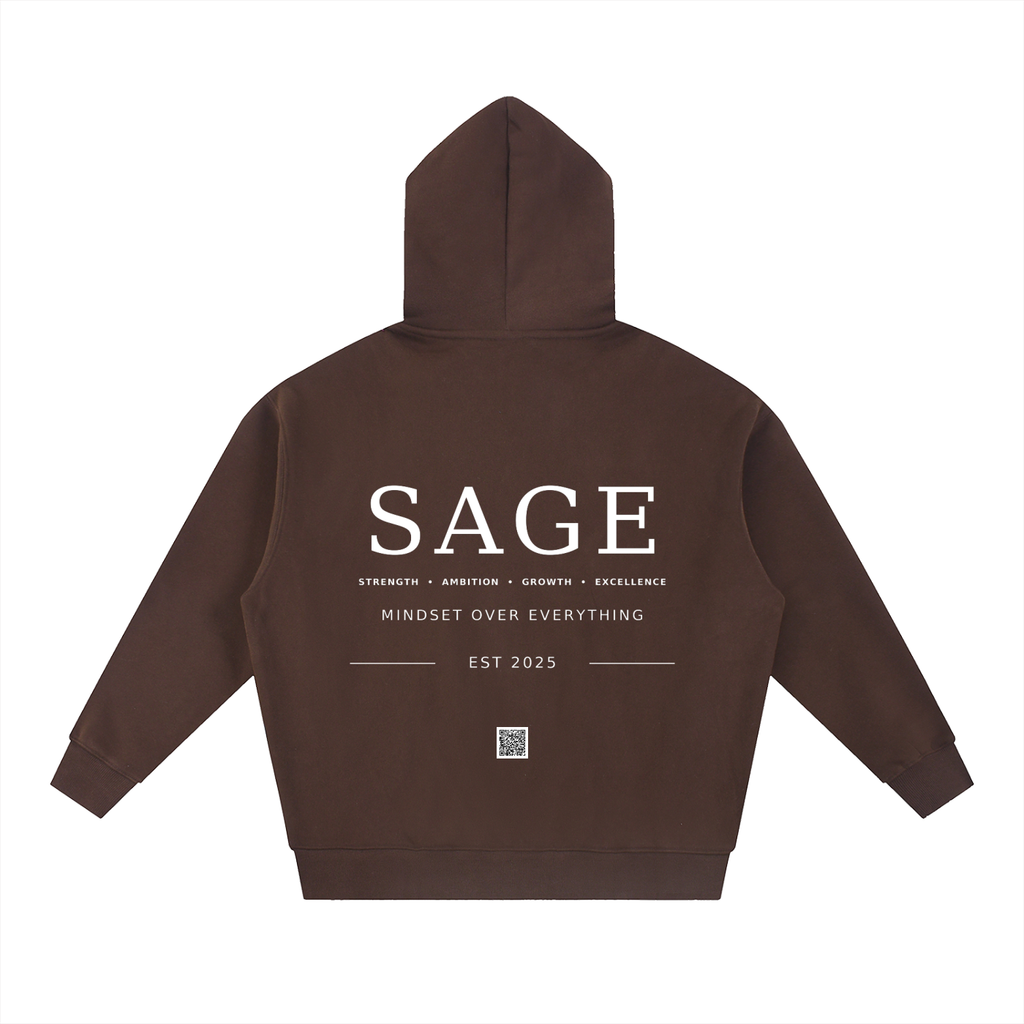 A.MP Essential Oversized SAGE Signature Zip Hoodie | 345GSM Heavyweight Unisex Streetwear