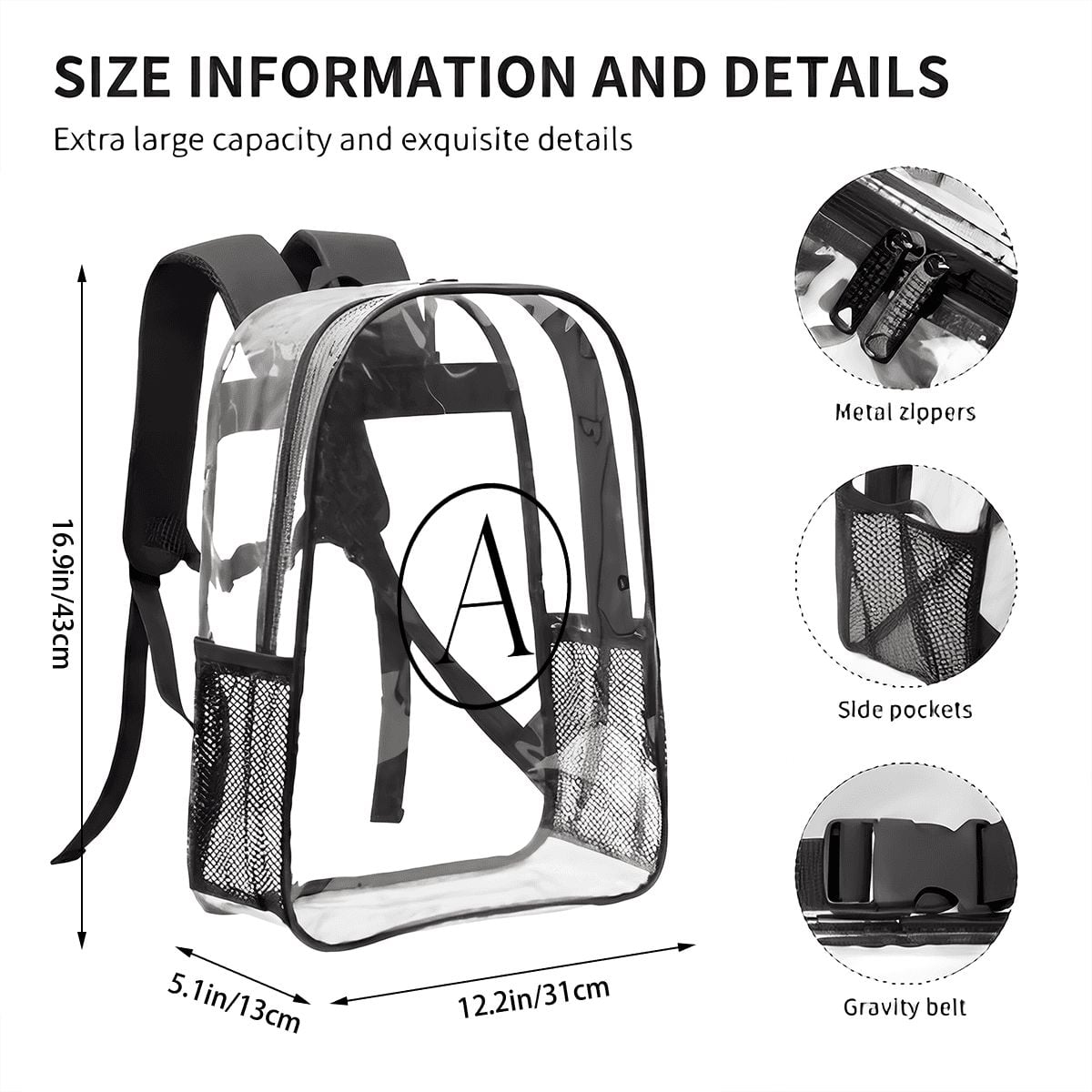 A.MP Individual Transparent Backpack — pocket detail