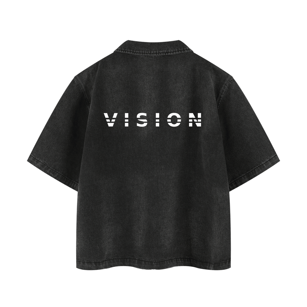 A.MP - Vision Vintage Washed Full-Zip Denim Shirt