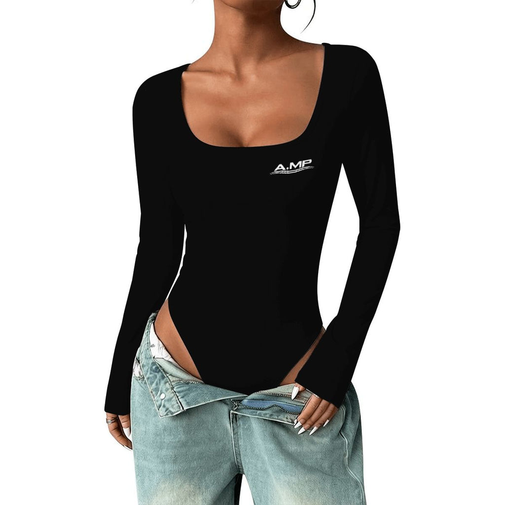 A.MP women's square neck long sleeve bodysuit