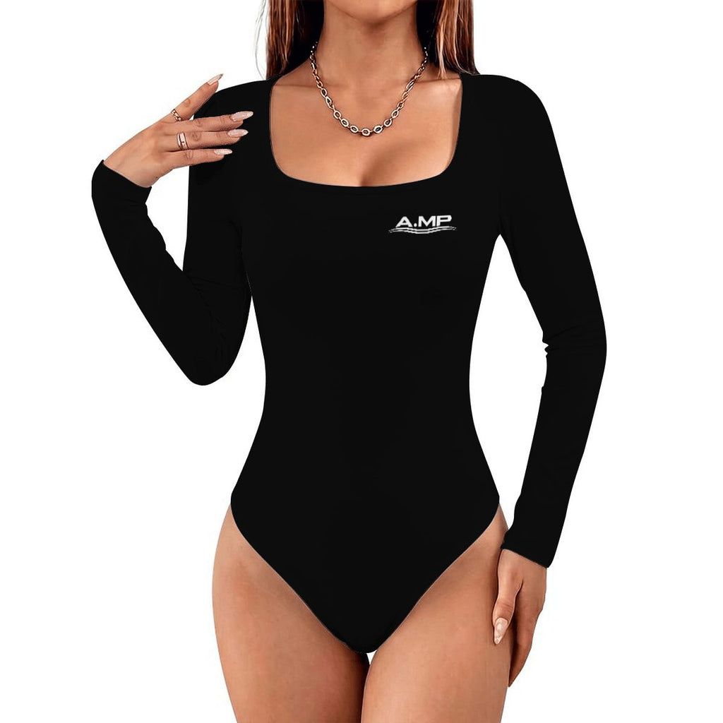 A.MP women's square neck long sleeve bodysuit