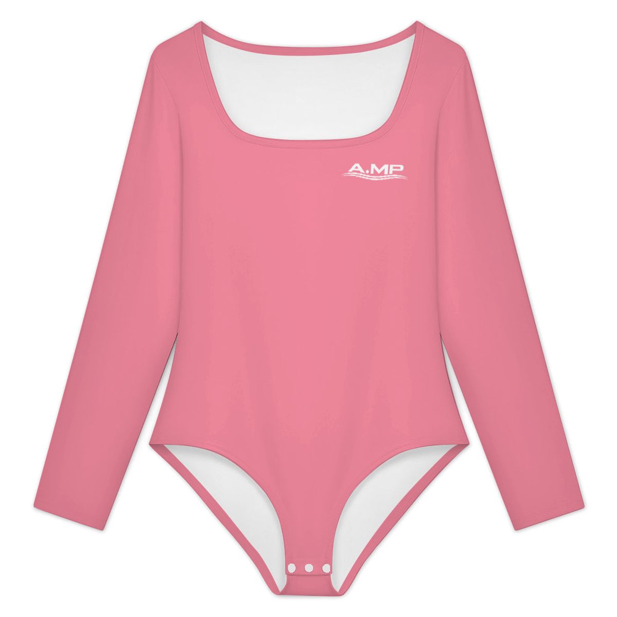 A.MP women's pink square neck long sleeve bodysuit