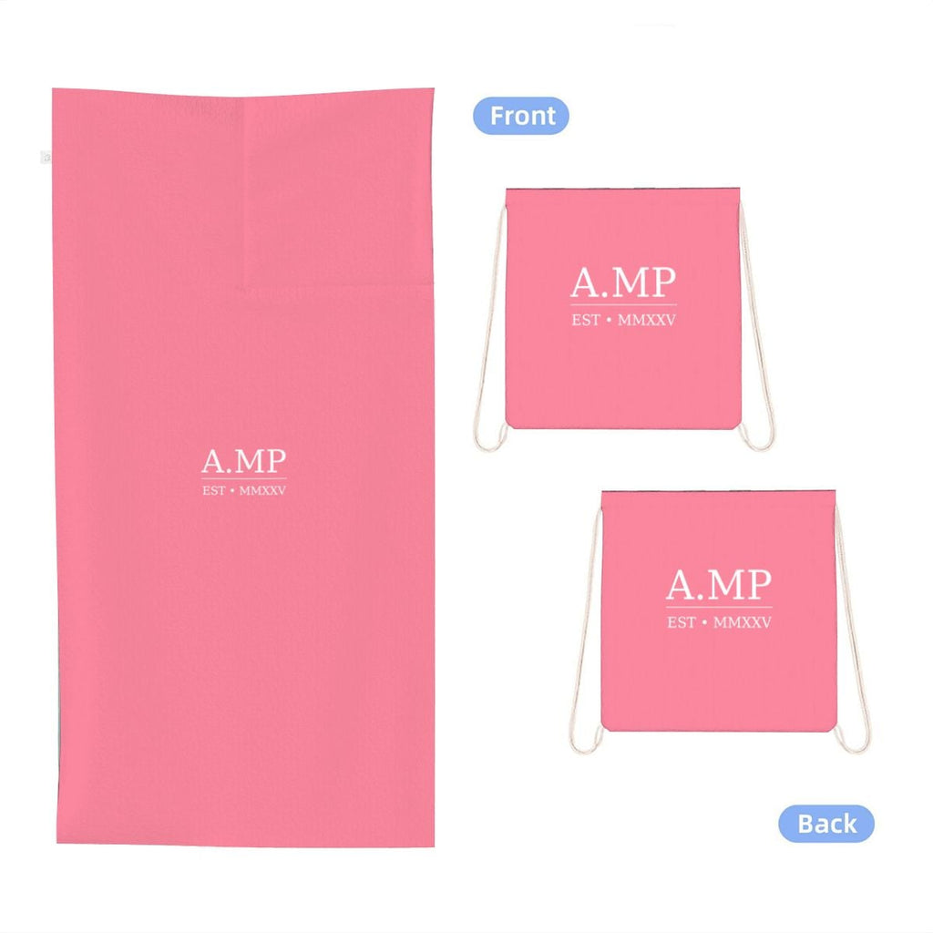 A.MP Pink Beach Towel and Bag Set — drawstring detail