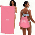 A.MP Pink Beach Towel and Bag Set — folded into bag view