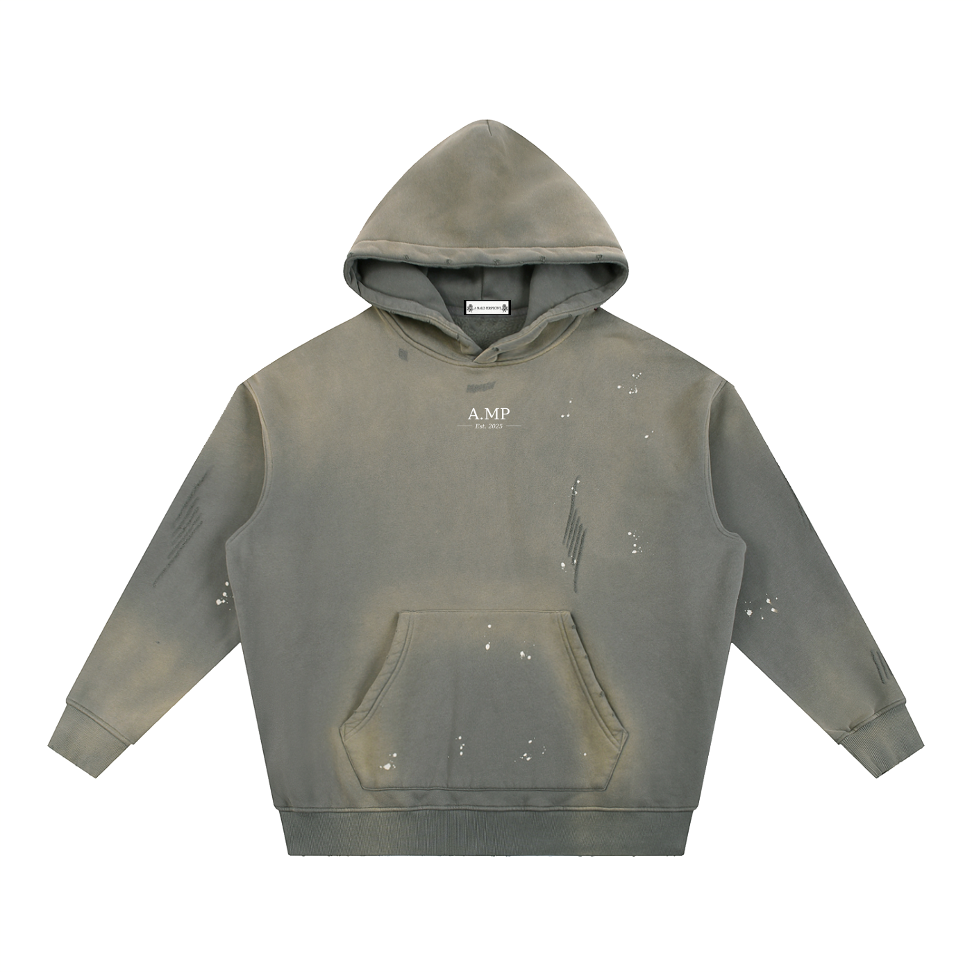 A.MP Vintage Distressed Fleeced Hoodie — colour option