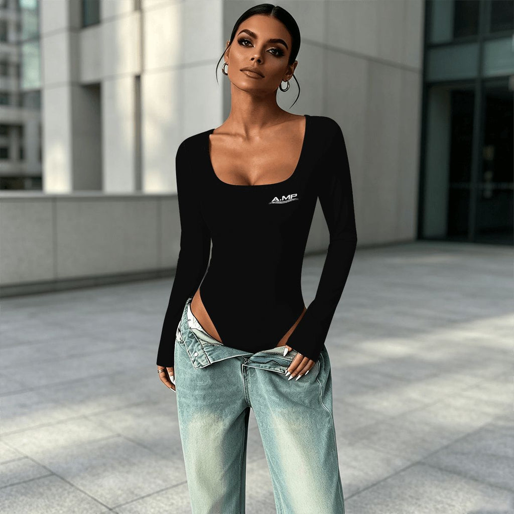 A.MP women's square neck long sleeve bodysuit