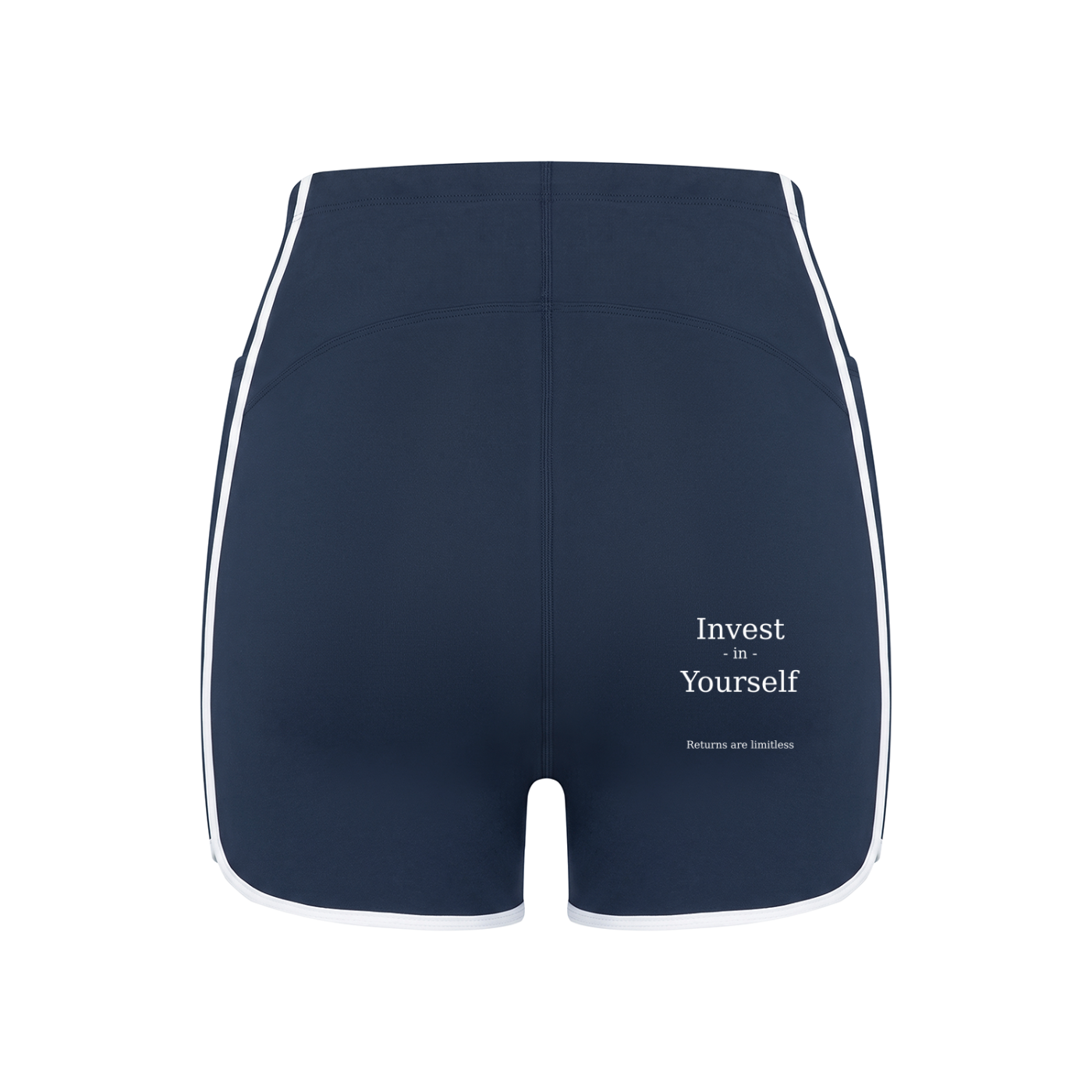 A.MP Women's High-Rise Color Block Yoga Shorts showing contrast binding at the hem
