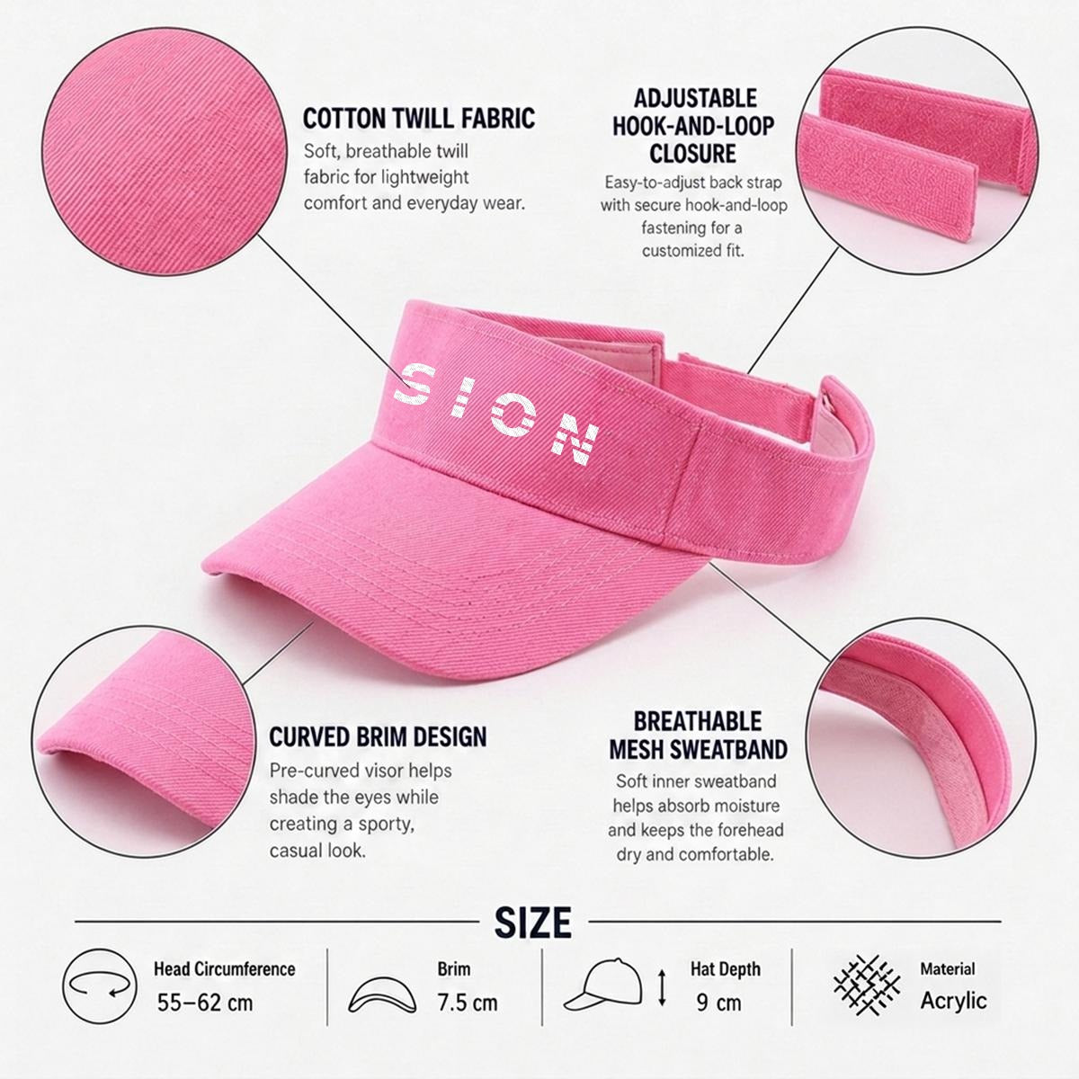 Embroidery Open-Top Visor