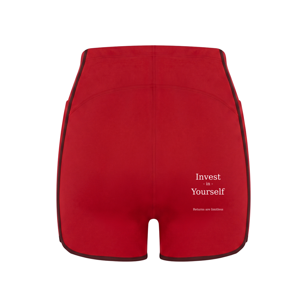A.MP Women's High-Rise Color Block Yoga Shorts with high-rise drawstring waistband