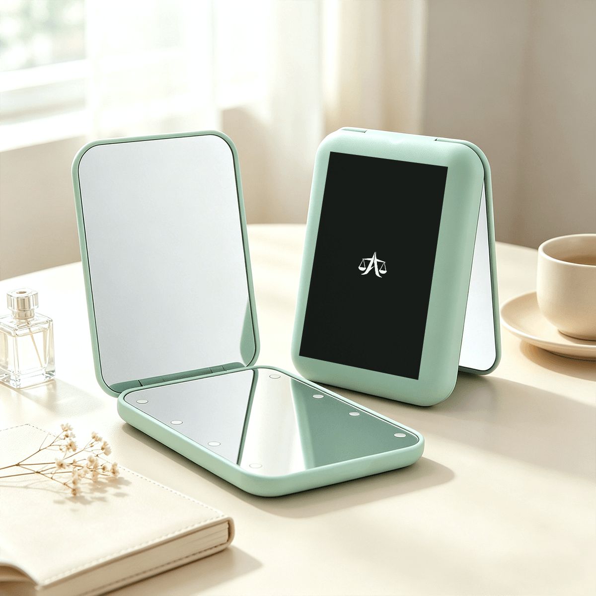 A.MP LED compact folding makeup mirror