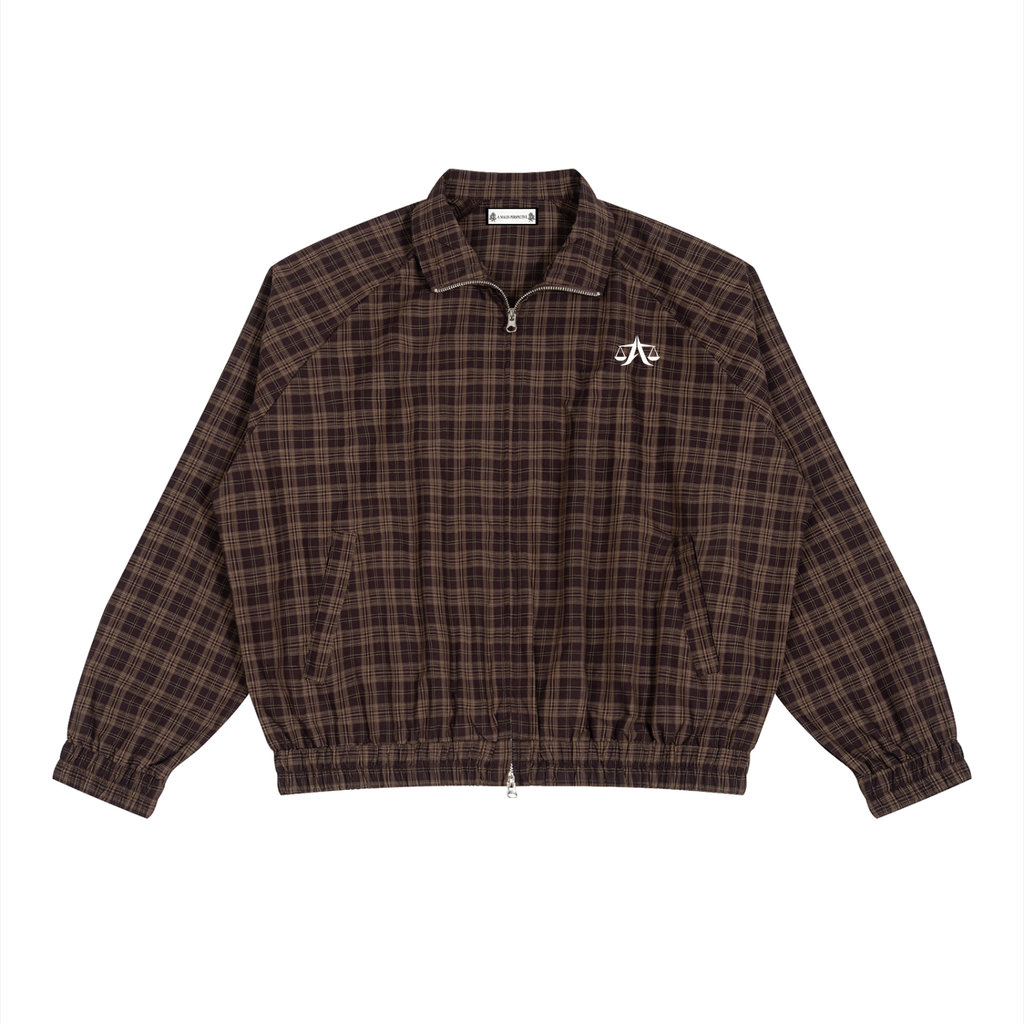 A.MP Heritage Plaid Track Jacket — zip detail