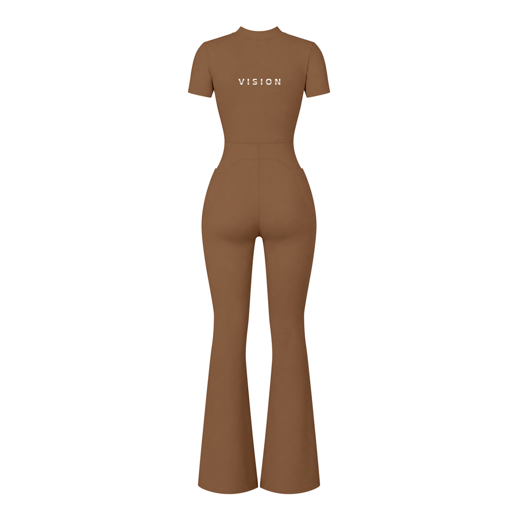 A.MP - Women’s Vision Tight Flared Leg Quarter-Zip Jumpsuit