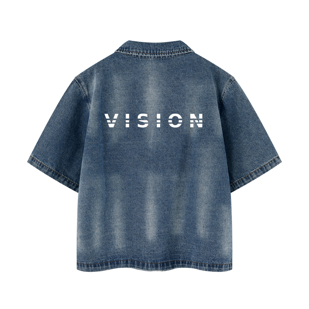 A.MP - Vision Vintage Washed Full-Zip Denim Shirt