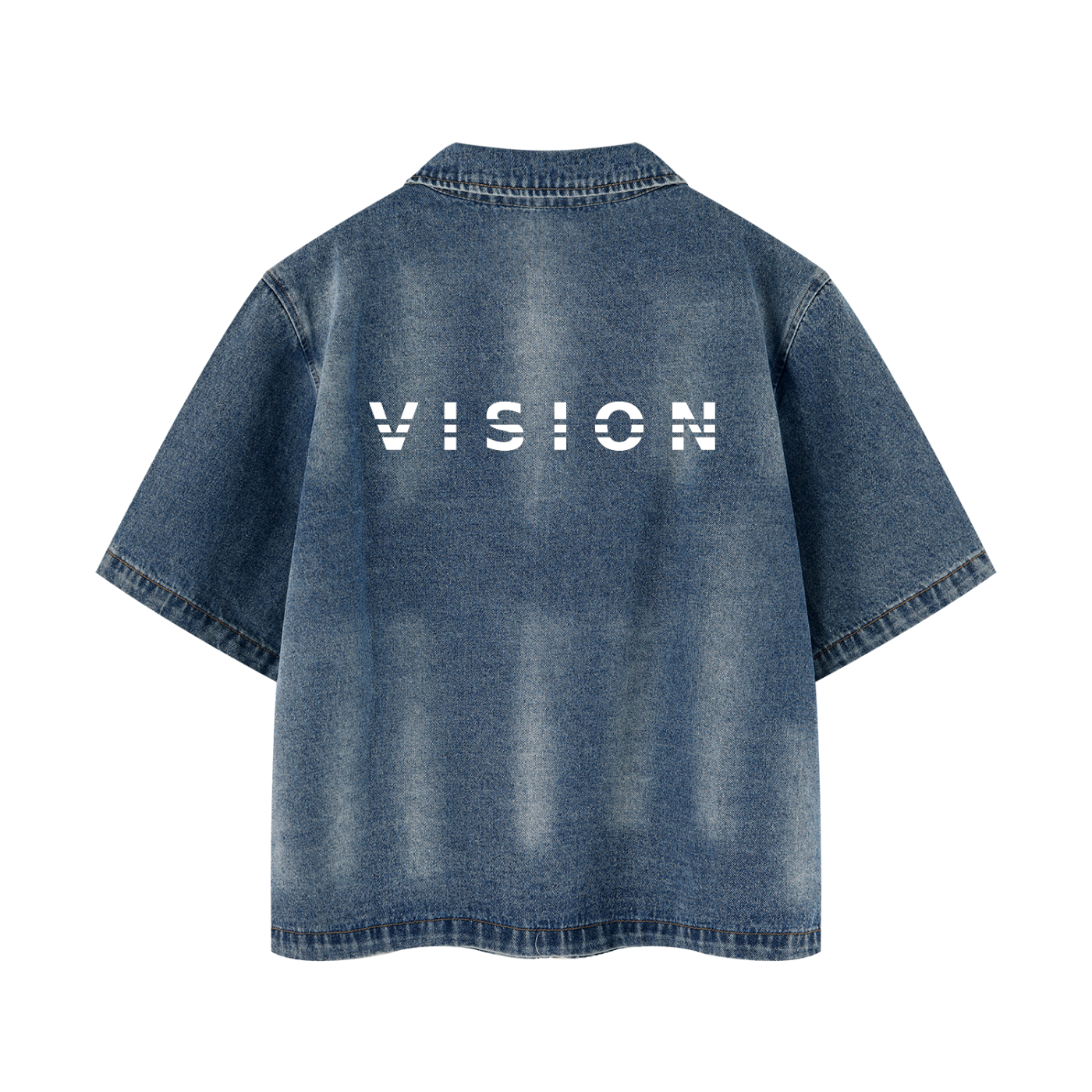 A.MP - Vision Vintage Washed Full-Zip Denim Shirt