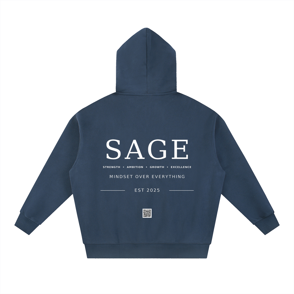A.MP Essential Oversized SAGE Signature Zip Hoodie | 345GSM Heavyweight Unisex Streetwear