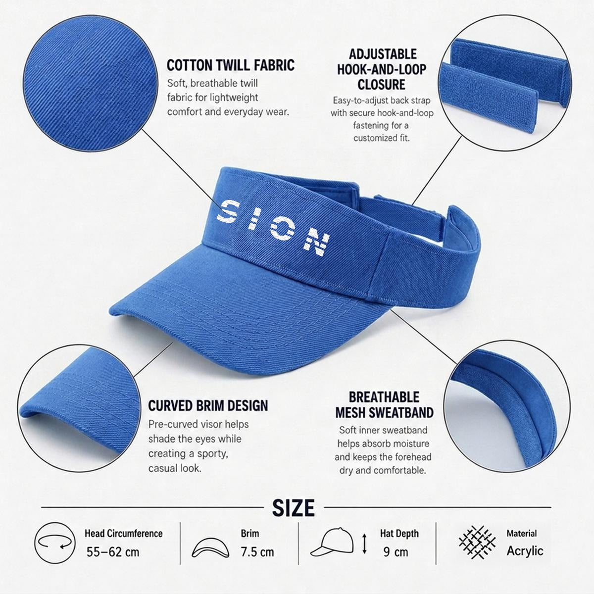 Embroidery Open-Top Visor