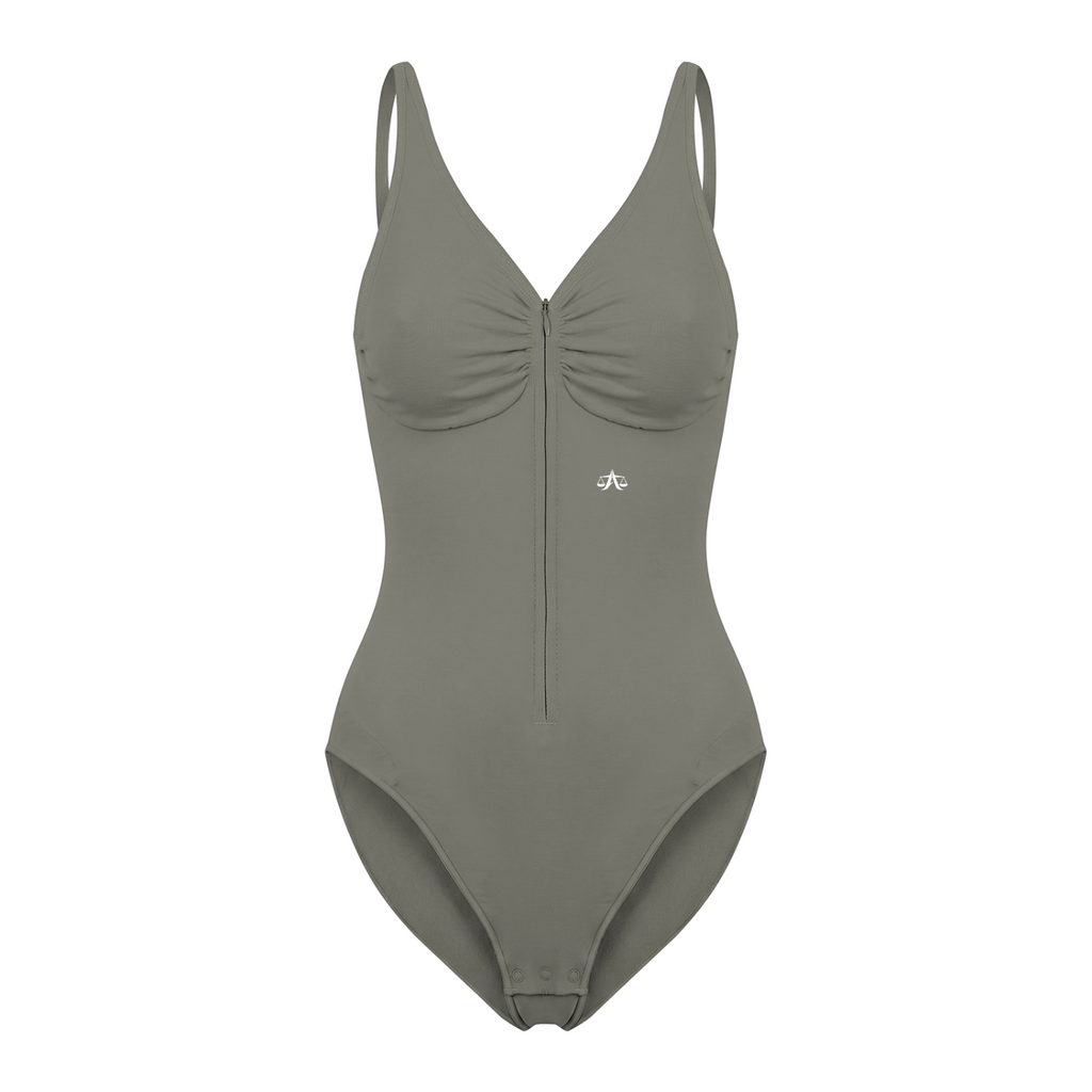 A.MP - A Scale Full-Zip Ruched Bodysuit