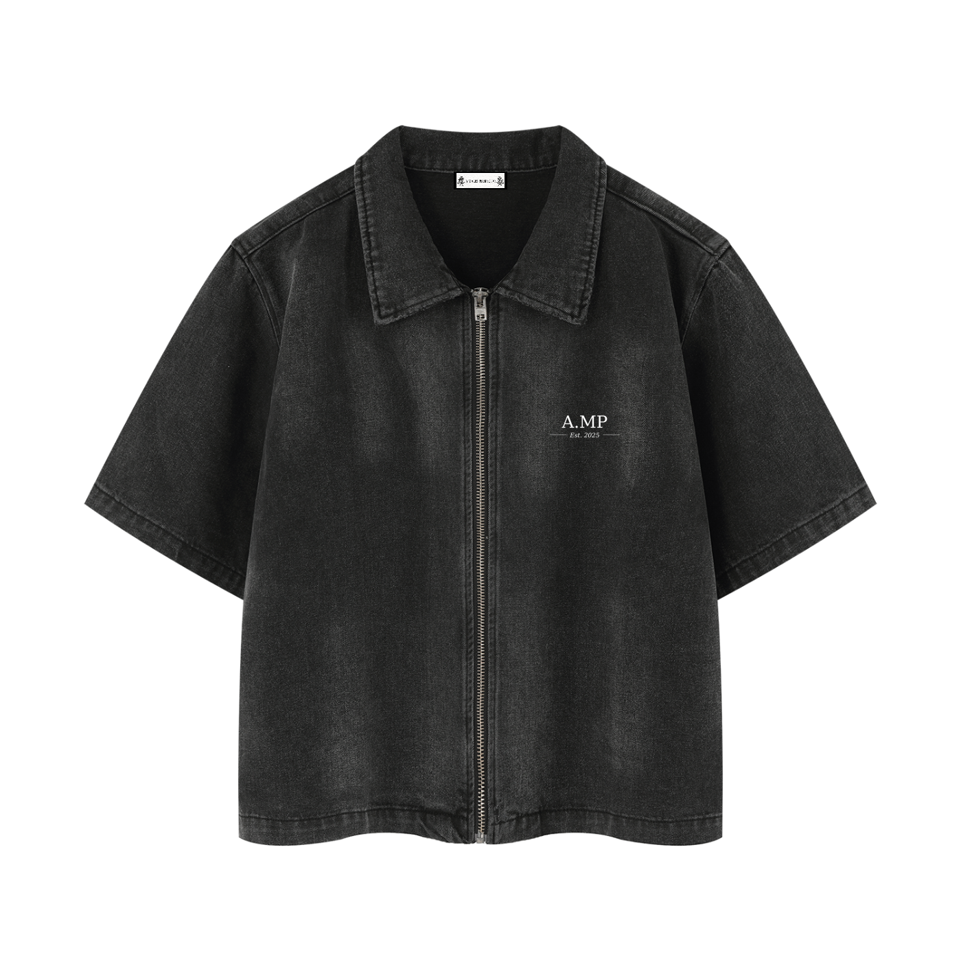 A.MP - Vision Vintage Washed Full-Zip Denim Shirt