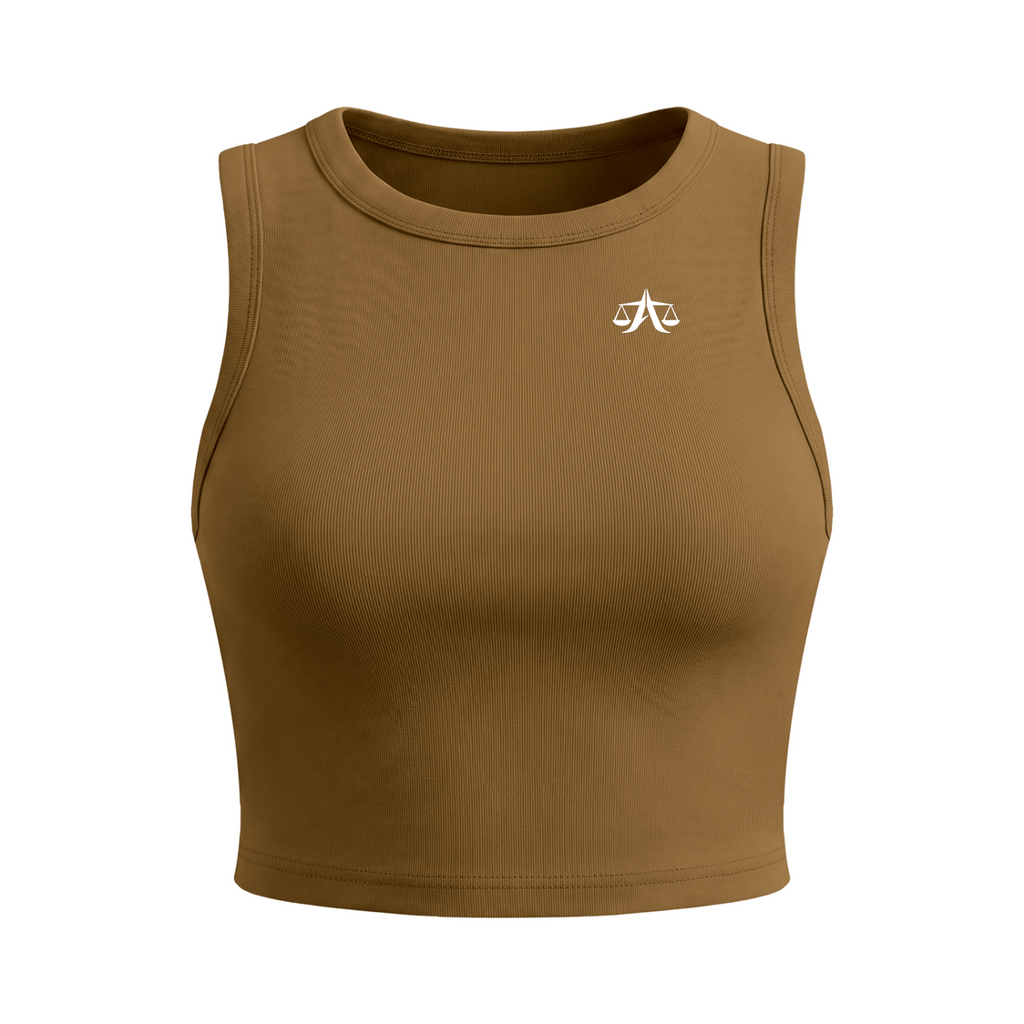 A.MP Ribbed Crop Tank Top — Invest In Yourself back print view