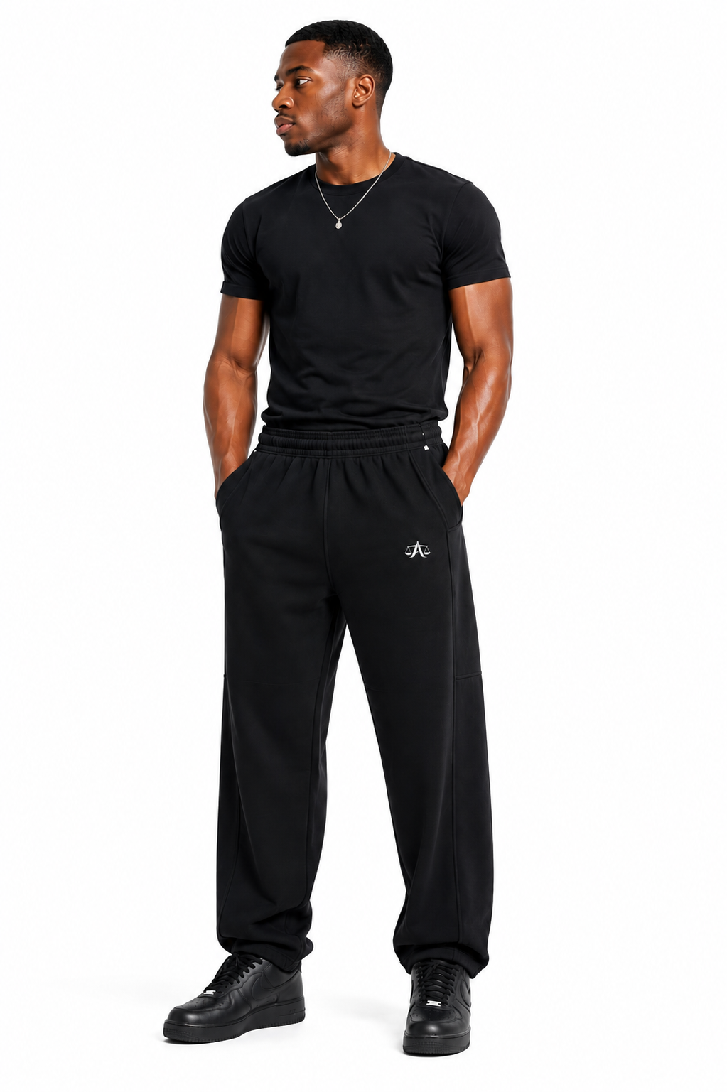 A.MP Premium 360GSM Heavyweight Joggers — A Scale embroidered, front view