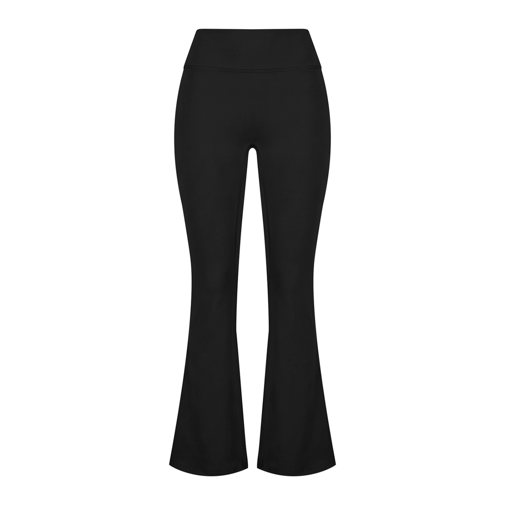 A.MP Women's A Scale High Rise Flared Leggings — waistband detail
